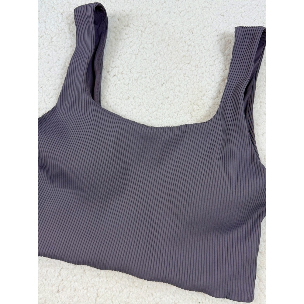 Pepper Womens Large Ribbed Built-in Bra Crop‎ Top Purple